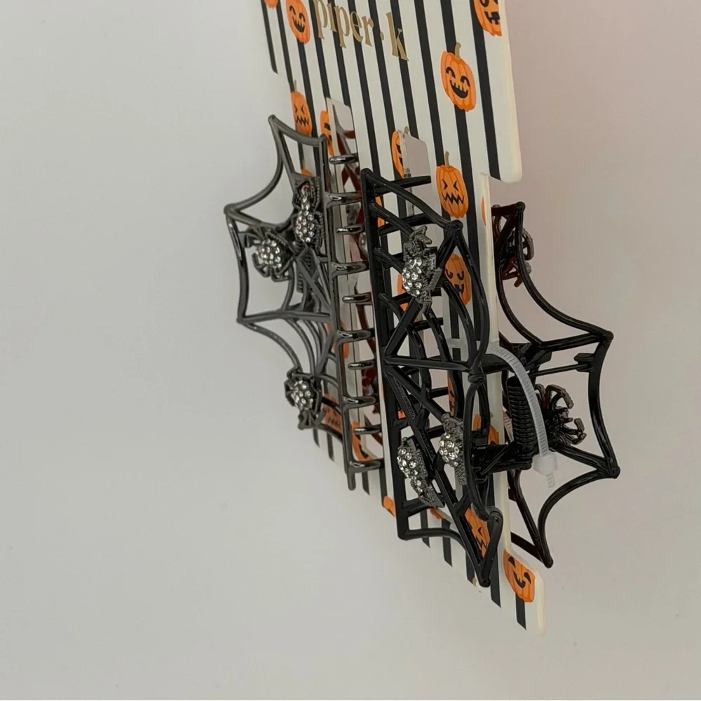 Piper K Halloween Goth Spider Web Claw Clips - Set of 2